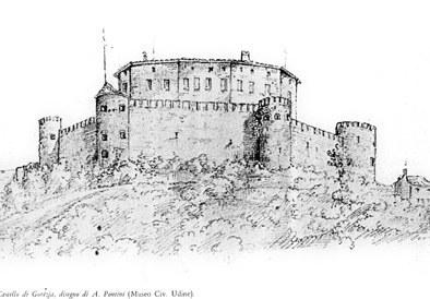 Il castello da un disegno di A. Pontini, Civici Musei, Udine.