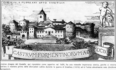 Veduta del castello nel 1609 (archivio Formentini).