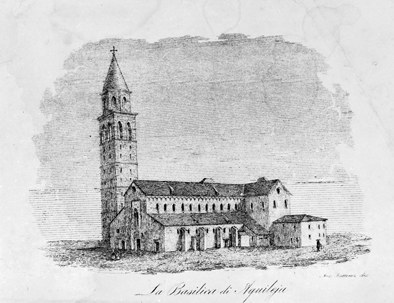 La Basilica di Aquileia, disegno di A. Pontini.