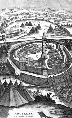 Veduta storica di Aquileia, di J. Strozza (1659).