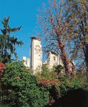 Caporiacco, veduta del castello rovinato dal sisma del 1976 (foto 1989).