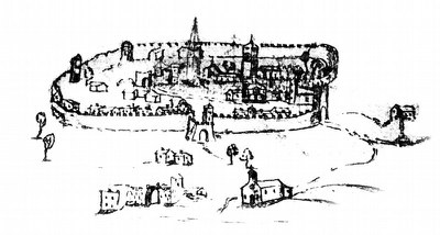 Disegno seicentesco del castello e del borgo