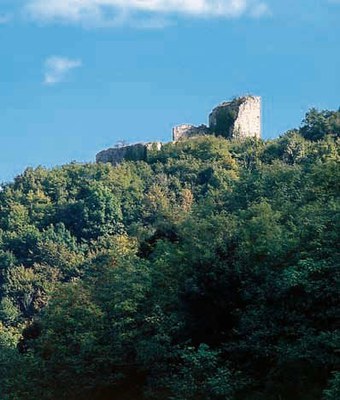 Panoramica del castello di Gronumbergo in cima al colle.