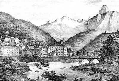 Disegno di O. Codecasa, da "Album pittorici del Friuli", Trieste, 1841-1842.