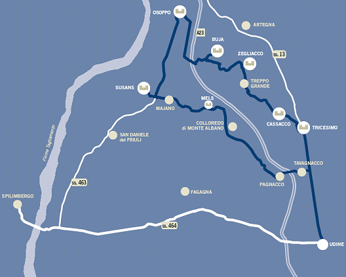 Mappa itinerario 3 - Il controllo della Pontebbana