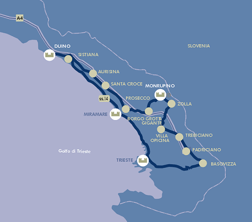 Mappa itinerario 6 - Trieste e il Carso